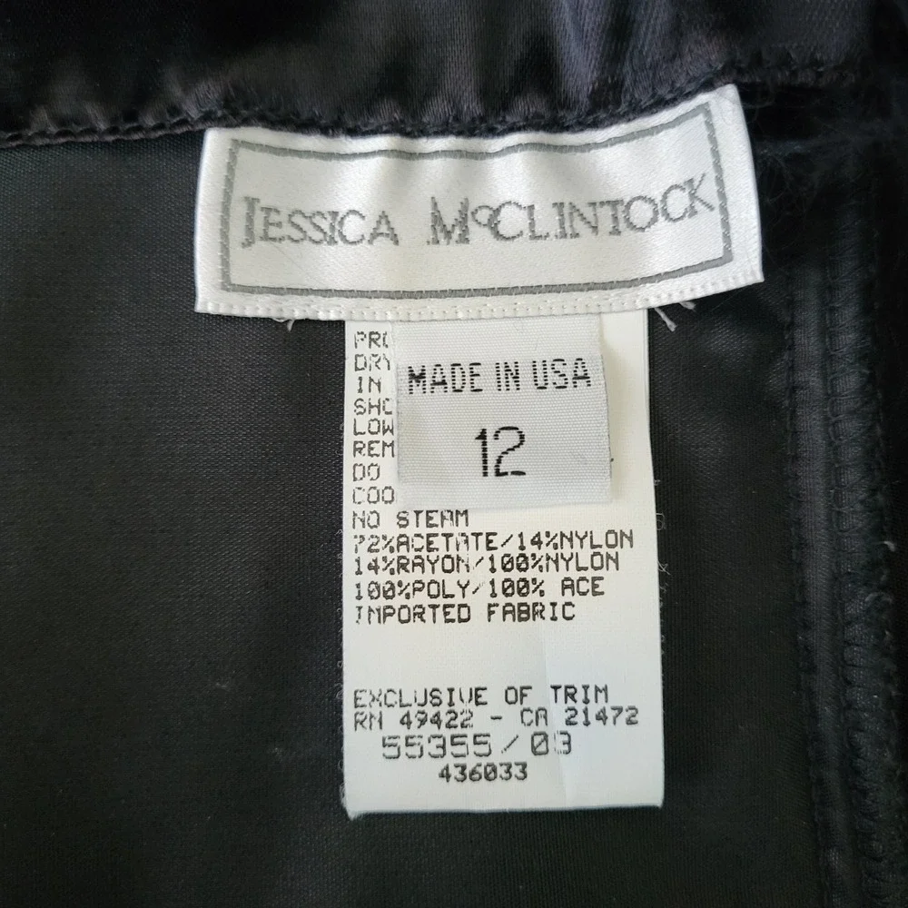 Vintage 90s Jessica McClintock Black Velvet Rhinestone Formal Gown Size 12 USA‎